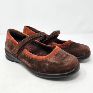 Aetrex Womens Julie Wrap Around Mary Jane Flats 8 D Comfort Shoes Brown Orange